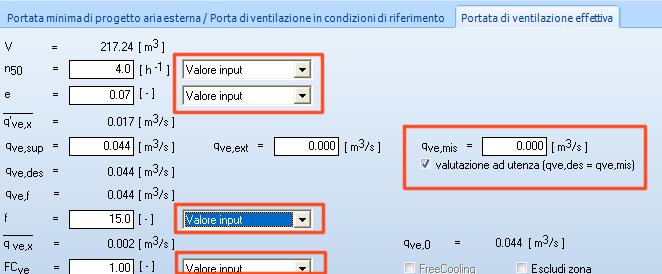 default impostati per il calcolo di progetto e/o certificazione energetica).