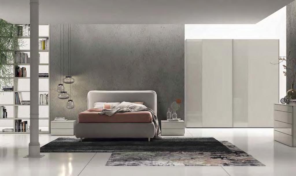 S.19 Gruppo DREAM: Grigio Dorian Lux Letto MADAME: Similpelle Creta + Argento