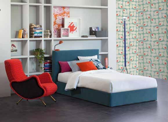 Upholstered bed with high storage