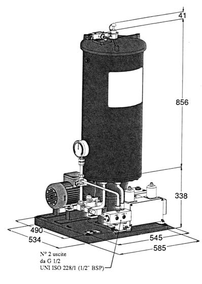 CARATTERISTICHE TECNICHE Schema elettrico: Pressione d esercizio: 15Mpa (150 bar (05 psi. Portata pompa: max 450 cm/min Capacità serbatoio: 65 litri (olio, 65 kg.