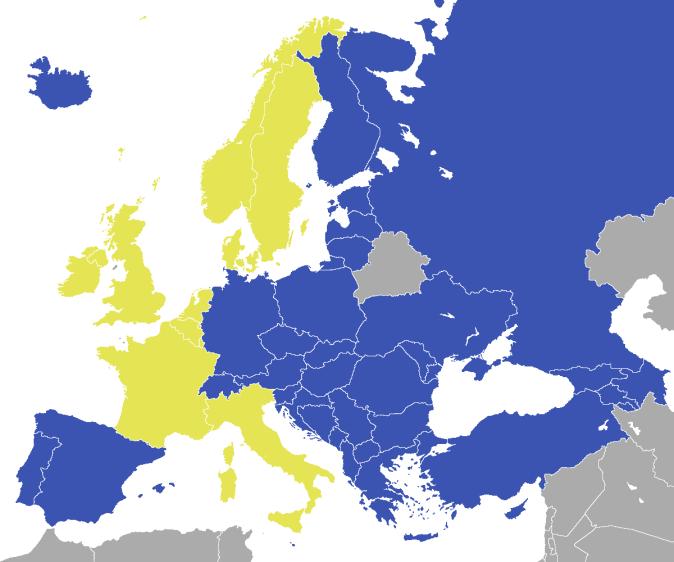 1950: CONVENZIONE EUROPEA DEI DIRITTI DELL UOMO - In giallo Stati fondatori Il Consiglio d'europa (CdE) è un organizzazione internazionale il cui scopo è promuovere la democrazia, i diritti