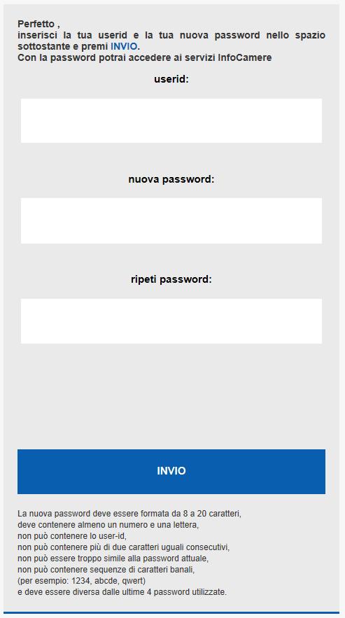 5 Fase 3 Ripristino password L utilizzatore riceve un messaggio nella casella di posta indicata nella fase 2.