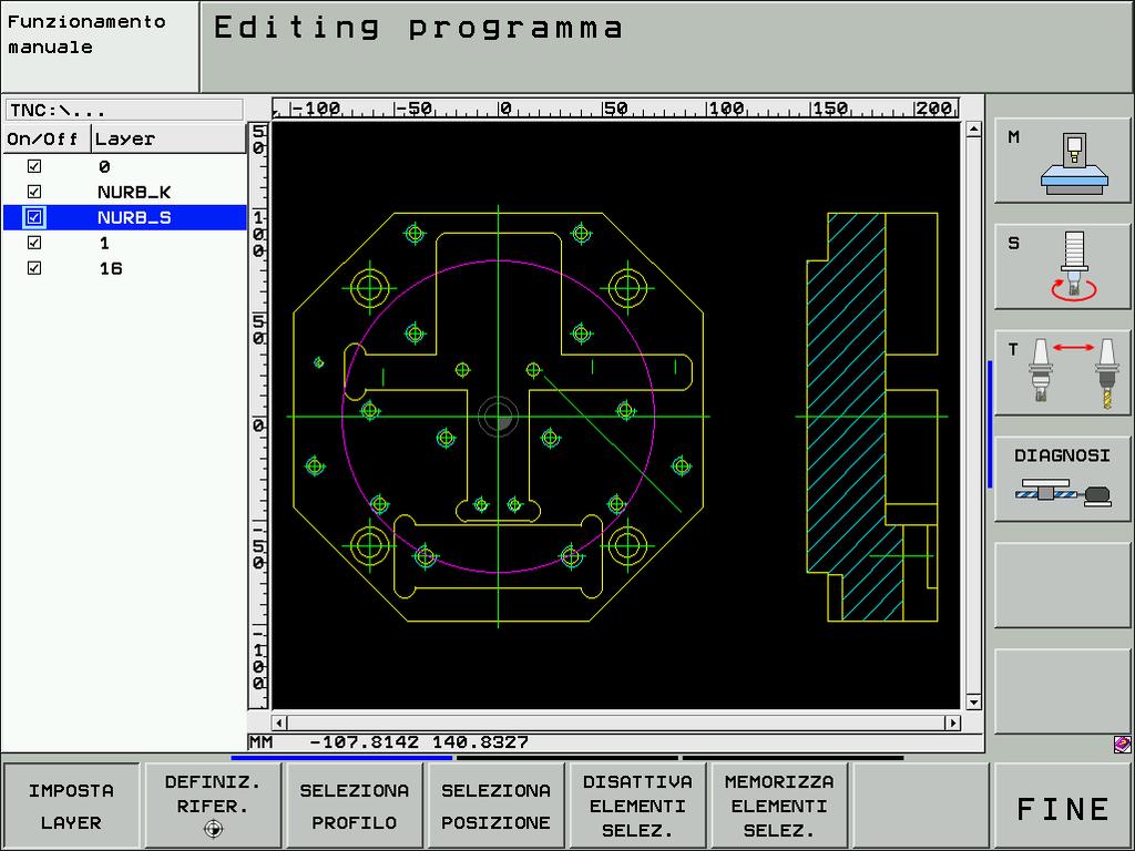 La funzione PLANE (opzione software 1) Modifica di dati DF (opzione software) I file DF generati su un sistema CAD possono essere aperti direttamente sul TNC, per estrarre da essi profili o posizioni