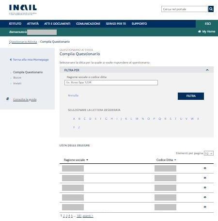 3 Compila Questionario L accesso all applicazione tramite la voce di menù Compila Questionario mostrerà l elenco delle deleghe in carico al consulente (Figura 3.1). Figura 3.