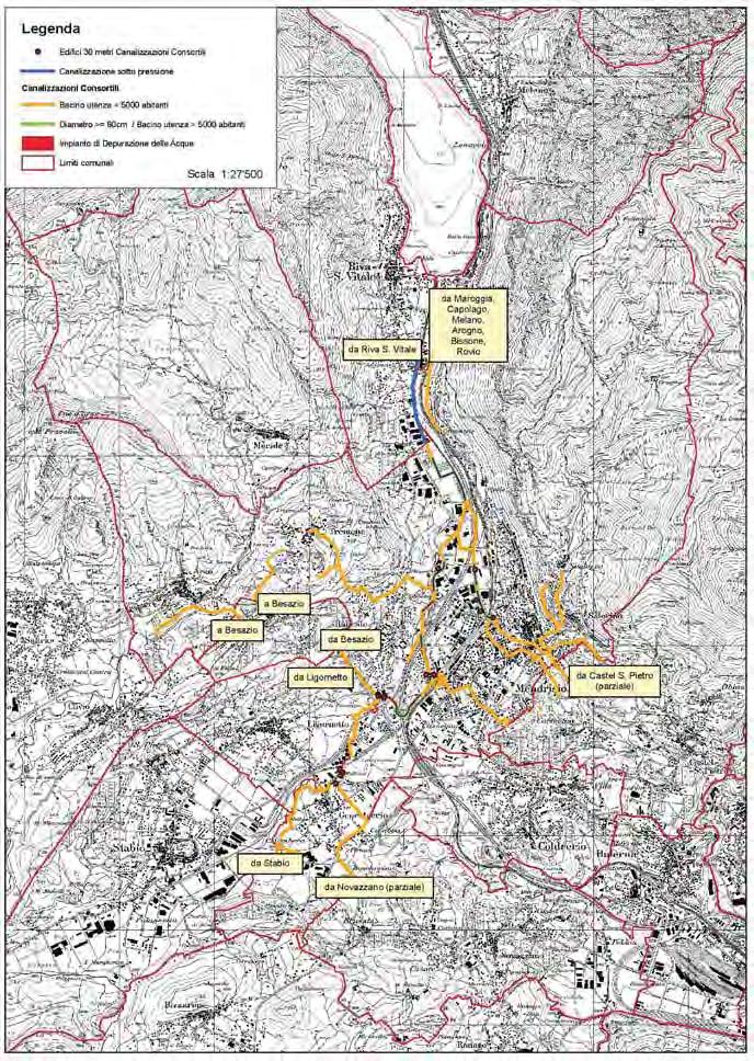 Sono infatti stati considerati unicamente gli edifici localizzati ad una distanza massima di 30 m dalla canalizzazione.