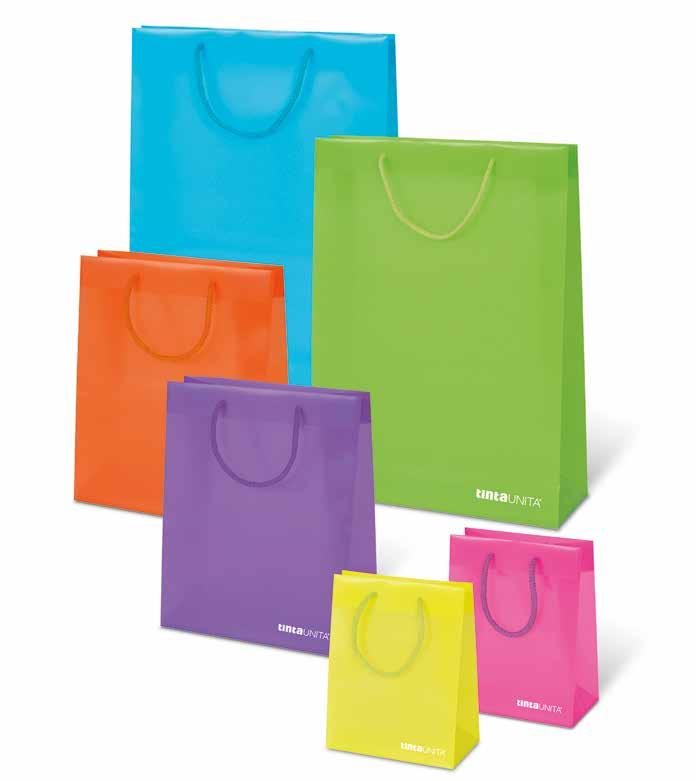 SHOPPING BAG 6 colori neon Sacchetti in resistente PPL colorato semi trasparente con un soffietto e con