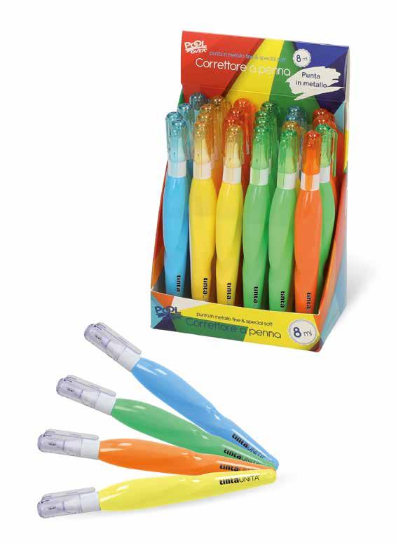 CORRETTORI A PENNA 4 colori best seller Correttore a penna con punta in metallo e fusto in plastica colorato (contenuto 8 ml).