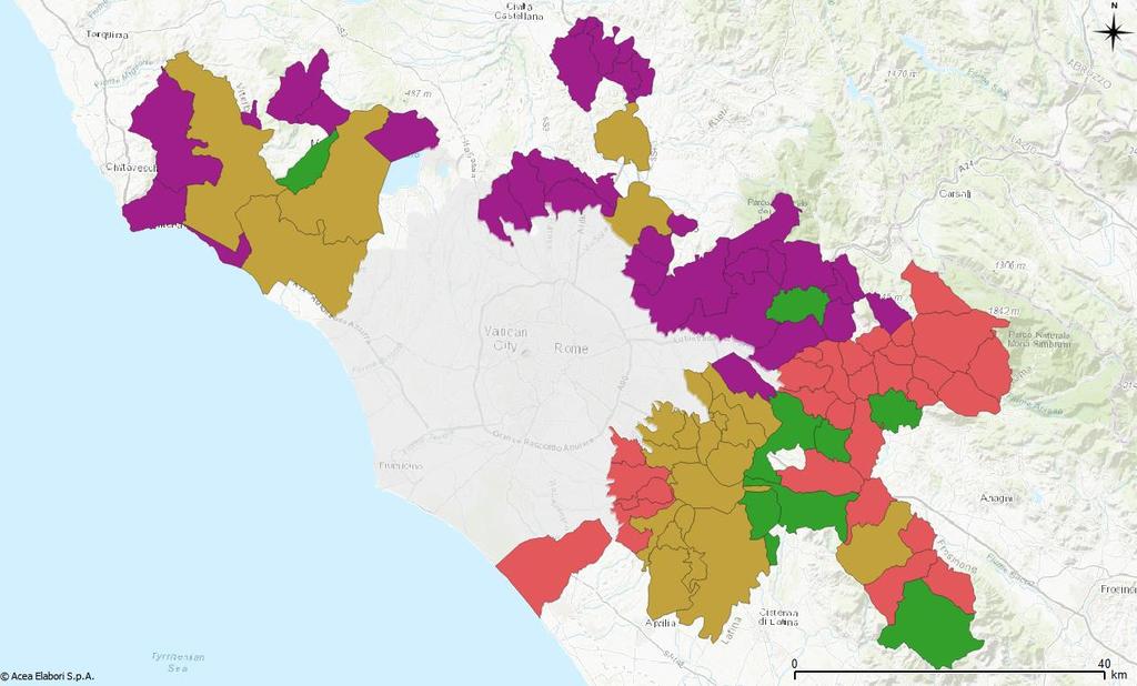 Azioni di Contrasto District metering Ricerca perdite tramite il metodo del district metering eseguita e programmata KM DISTRIBUZIONE ANNO 2016