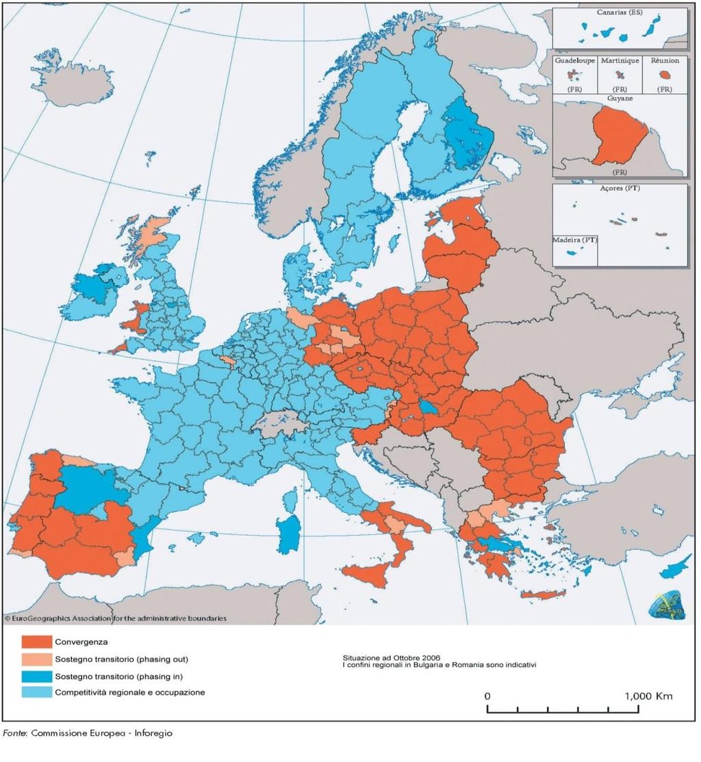 Programmazione 2007-2013: regioni ammissibili e risorse disponibili Politica di coesione: 347,4 miliardi di euro Italia 28
