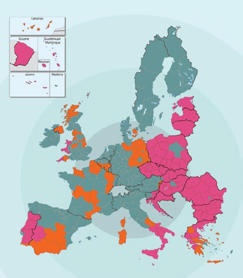 Programmazione 2014-2020: regioni ammissibili e risorse disponibili Politica di coesione: 351,8 miliardi di euro Italia (FESR +