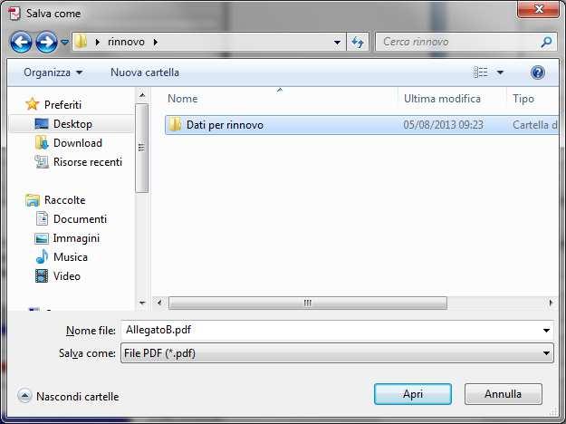 Si ritornerà alla schermata precedente si cliccherà Salva per procedere con la creazione del file.