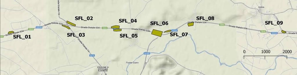 1.2 RISULTATI Come già premesso le aree oggetto di indagine so 9, distribuite lungo il tracciato di progetto