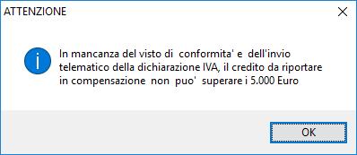 La procedura quando il campo <Riporto in Delega del credito oltre 5.