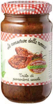 PP30 Trito di pomodori secchi Chopped sun-dried tomatoes Pomodori secchi 3%, olio di semi di girasole, acqua, olio extra vergine di oliva, aceto di vino, zucchero, basilico, prezzemolo, aglio, sale.