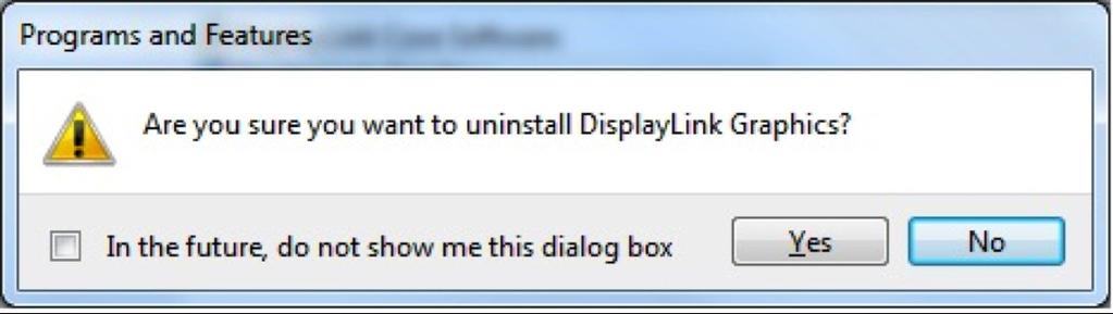 DisplayLink Graphics (Grafiche DisplayLink) per disinstallare il driver.
