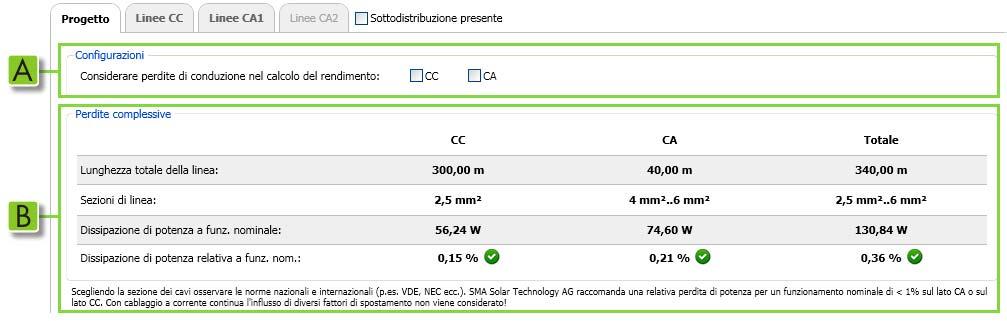 4 Interfaccia utente SMA Solar Technology AG Scheda "Progetto": Figura 11: Scheda "Progetto" (esempio) Posizione A B Significato Area "Proprietà" In quest'area è possibile scegliere se tenere conto