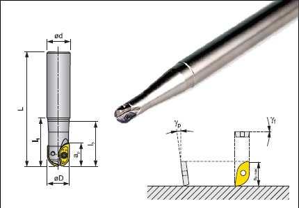 Geometria neutra per finitura per condizioni di taglio medie e leggere, adatta per la lavorazione dei gruppi di materiali P e K, applicazione supplementare M, S, ed H.