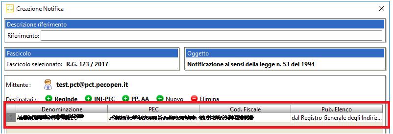 Per facilitare l inserimento dei dati del destinatario il sistema offre funzioni di accesso diretto al RegIndE (Registro Generale Indirizzi Elettronici), ad INI-PEC ed ai destinatari della