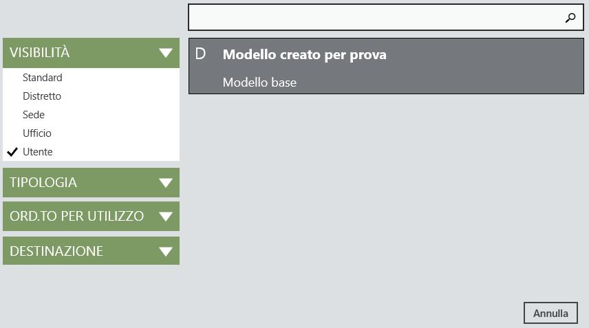 Crea Nuovo Modello Consente di creare un