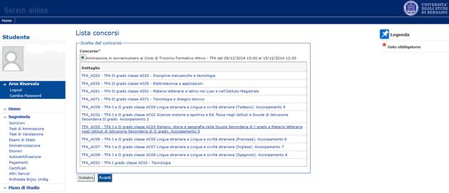 7. Seleziona la voce corrispondente all