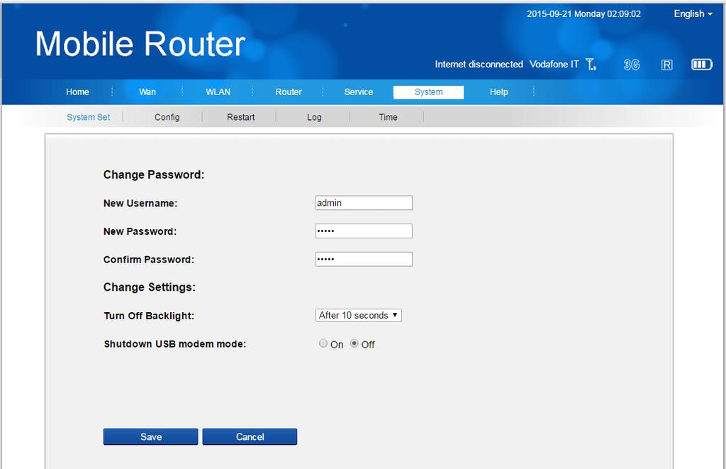 6.6 Modificare la password di Login 1) Selezionare System -> System Set 2) Immettere le nuove credenziali