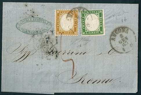 La tariffa provvisoria, di 15 cent., fu in uso solo per il mese di gennaio 1863 (vedi Bollettino Postale n.