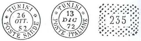 Ufficio di Tunisi Nel 1861 l ufficio di Tunisi diventa Ufficio Italiano ed è il primo ufficio ad utilizzare un annullo