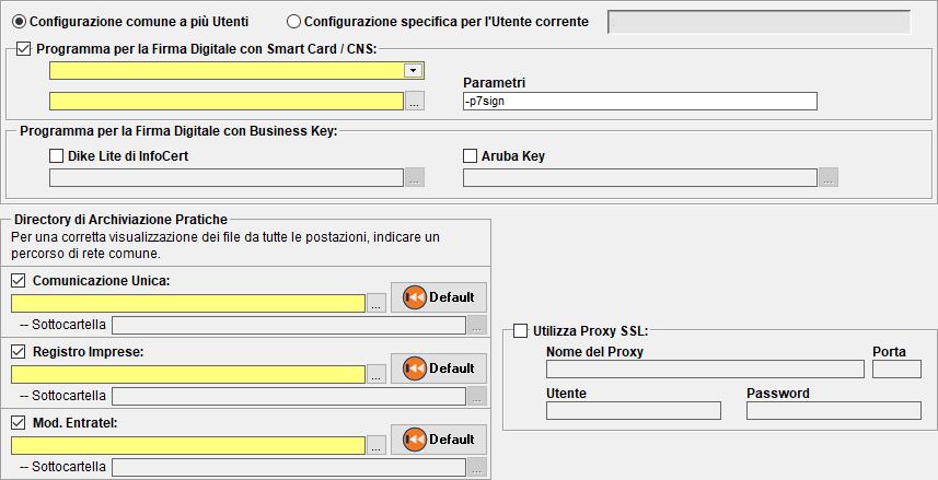 1 Configurazione dell Invio Telematico Configurazione: l opzione permette di mantenere uniche le impostazioni per tutti gli utenti configurati e che verranno configurati.