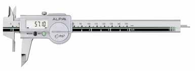 IP67 Swiss made electronics, digital caliper with a cylindrical jaw for measuring tube wall thickness.