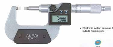 IP65 Blade digital micrometer EXACTO BA06025 0 25 BA06050 25 50 BA06075 50 75 BA060100 75 100 Accuracy ± 0,002 ± 0,003 Micrometro digitale per cave IP65. Risoluzione 0,001.