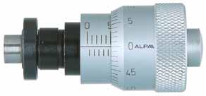 Big thimble micrometer head 0-6.5 BB135A Accuracy Type Testina micrometrica con tamburo grande corsa 0-6,5. Risoluzione 0,01, stelo ø 6,5, passo vite 0,5, tamburo ø 29.
