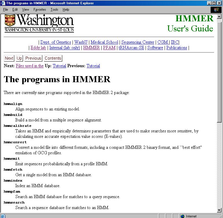 Hmmer Sean Eddy Hmmer (pronunciato hammer ) è un pacchetto di programmi per creare ed usare modelli markoviani di allineamenti di DNA e proteine.