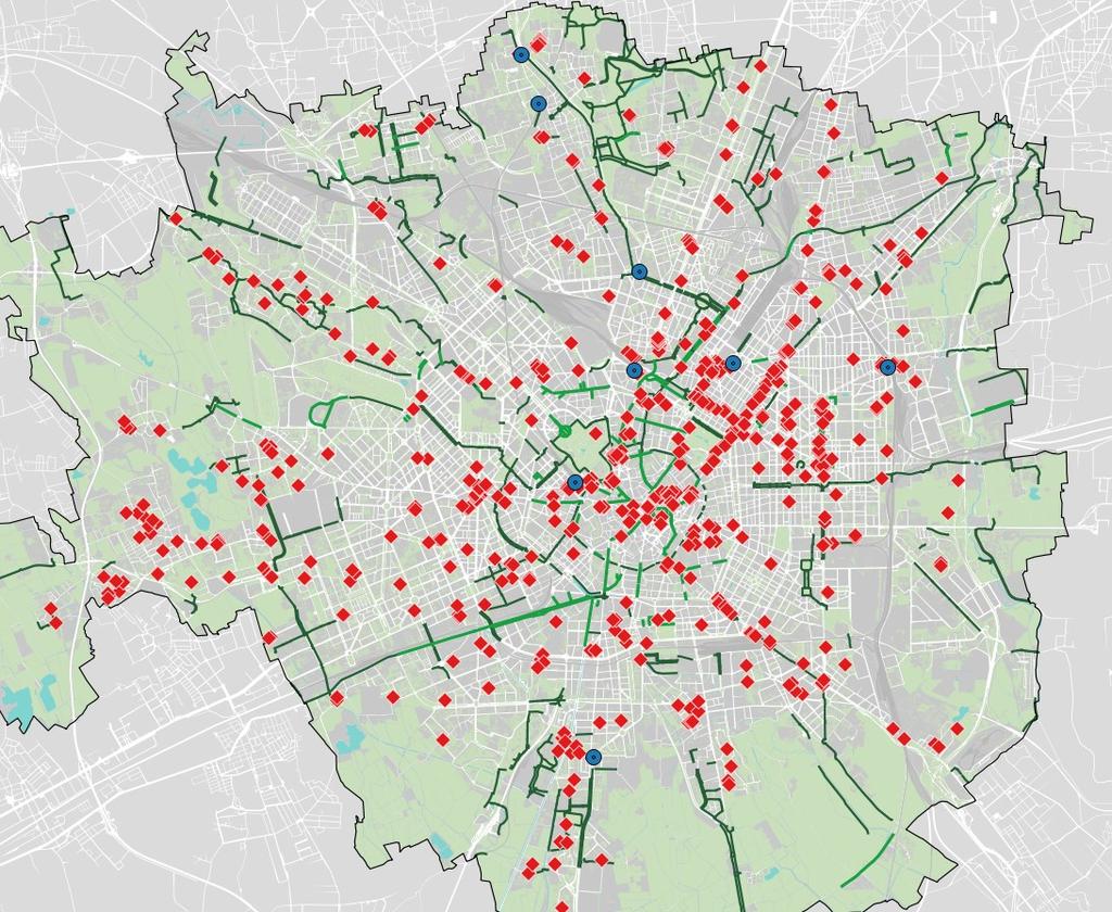 Servizi e Intermodalità: Rastrelliere Obiettivo PUMS: Diffusione capillare di aree per la sosta delle biciclette a servizio dei principali attrattori; 10.000 nuovi stalli bici.