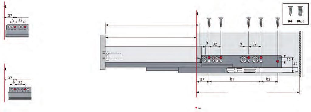 Guide per sponde Mod. H Quadro V6 premi e apri Guida a estrazione totale per sistema di spondine Innotech.