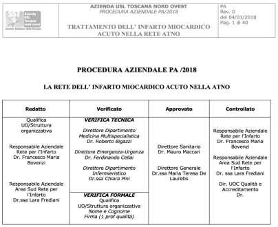 Procedure in urgenza in una logica di Rete Procedura Aziendale Rete IMA ATNO In Ospedale al