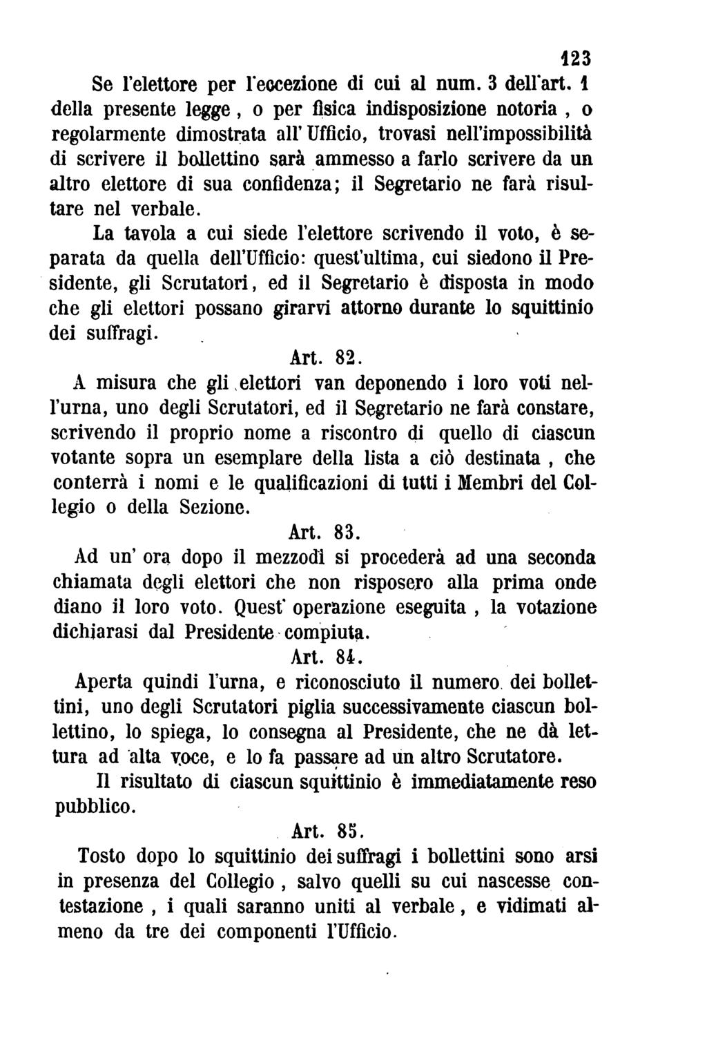 123 Se l'elettore per l'eccezione di cui al num. 3 dell'art.