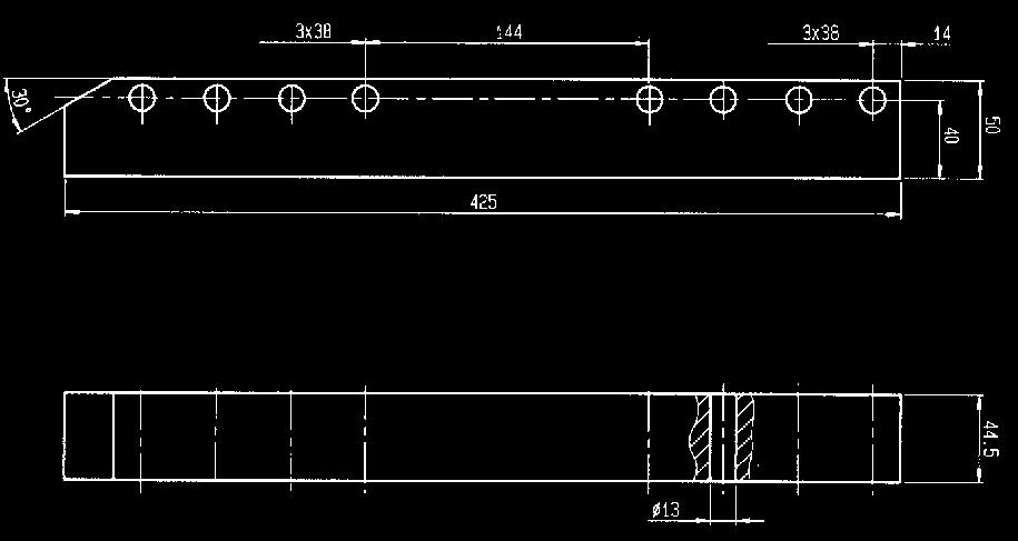 Distanziale 1) Banco macchina 2) Distanziale Nr. 6945-22-04 3) Lardone di bloccaggio Nr.