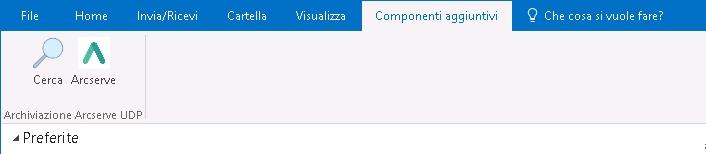 Aggiunta di UDP Archiving come plug-in di Outlook Arcserve Cerca Consente di accedere alla pagina di accesso dell URL di UDP Archiving fornito in Impostazioni.