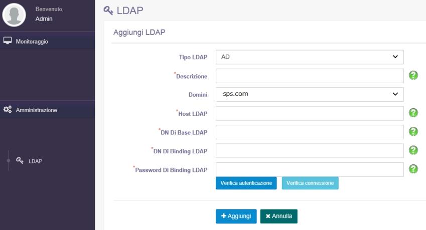 Amministrazione Gestione di LDAP L'opzione LDAP consente agli amministratori di UDP Archiving di aggiungere, modificare e rimuovere una configurazione LDAP esistente, disponibile nel server UDP