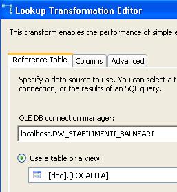 Database and data mining group, Data Flow Trasformations: Lookup Permette di accedere ad un altra tabella e farsi