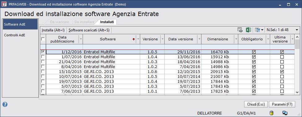 7) DOWNLOAD SOFTWARE AGENZIA DELLE ENTRATE Le procedure Sistemi si appoggiano ai software rilasciati dall Agenzia delle Entrate, occorre sempre verificare di avere installato l ultima versione.