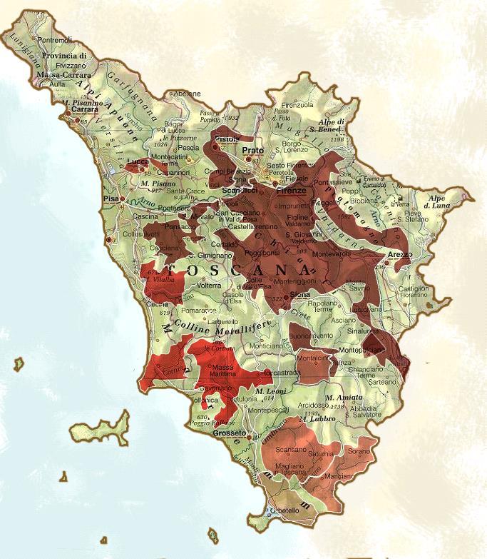 Aromi delle uve Sangiovese in Toscana: zone esaminate (2009-2011) Carmignano Colline Lucchesi Chianti Colline Pisane Chianti e Chianti Classico