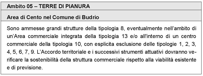 2009, ha riconosciuto la possibilità di insediare nell area Cento di