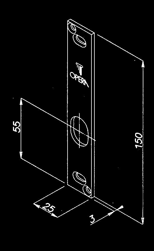 Contropiastra in acciaio inox mm 150 x 25 x 3 con magnete regolabile in estensione Catenaccio rotante in acciaio temprato antitaglio con blocco meccanico in posizione di chiusura Dimensioni