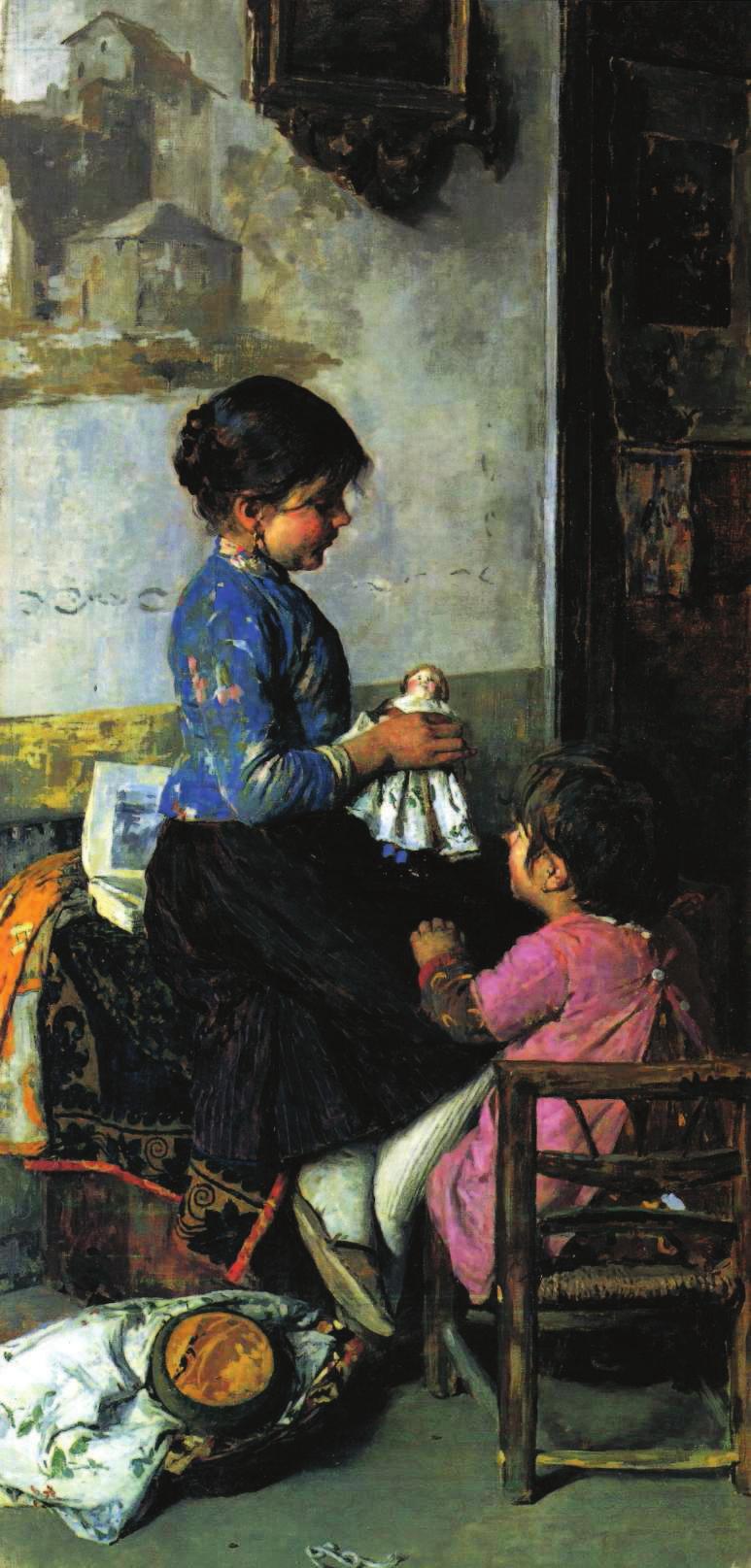 03 AM 168 LUIGI SERENA Giorni felici - Mammina, 1884 - '86 Olio su tela