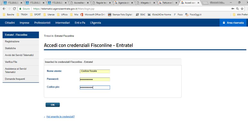 it, selezionare una modalità di accesso: SPID (Sistema Pubblico di Identità Digitale), Smart card o