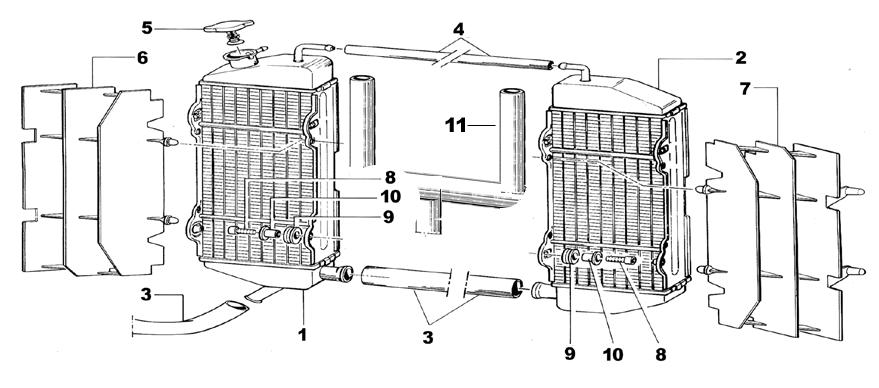 TAV. 06 1 23014.13 1 RADIATORE DESTRO CON TAPPO Radiator, right 2 23015.