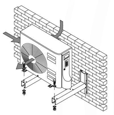 INSTALLAZIONE SOSPESA L installazione sospesa deve rispettare gli spazi minimi indicati e va utilizzato il kit di sostegno da richiedere separatamente.