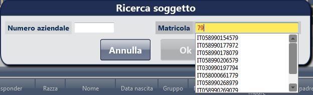 Campi testo: tutti i campi testo permettono la ricerca anche digitando parte della stringa.