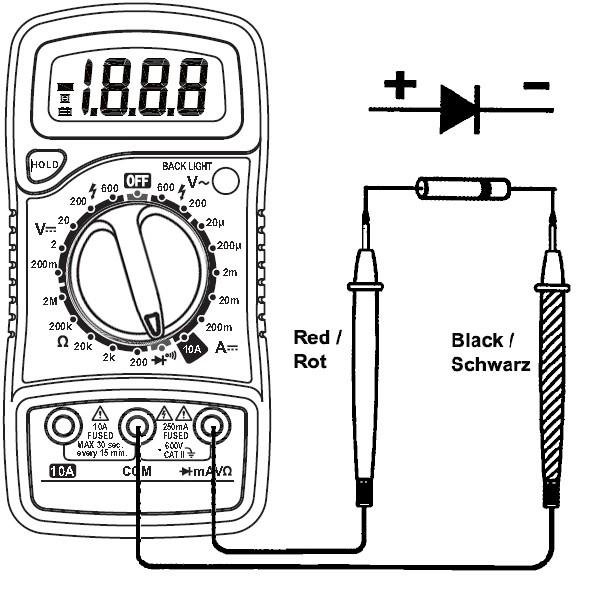 Misurazione del voltaggio alternato Posizionare la sonda rossa nella porta VΩmA " e quella nera nella porta " COM ".